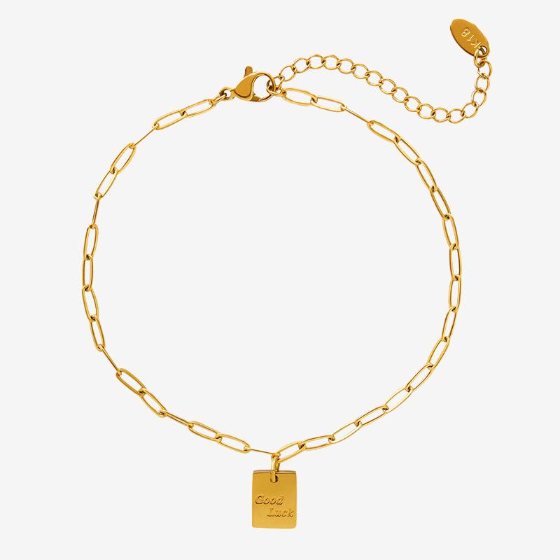 Letter Square Stainless Steel Anklet