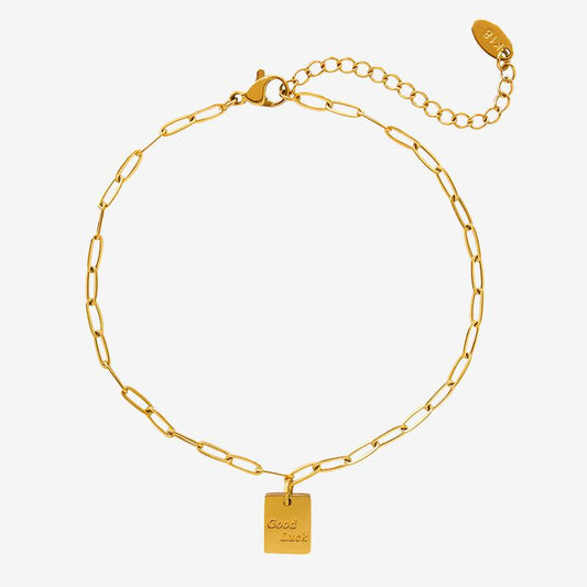 Letter Square Stainless Steel Anklet