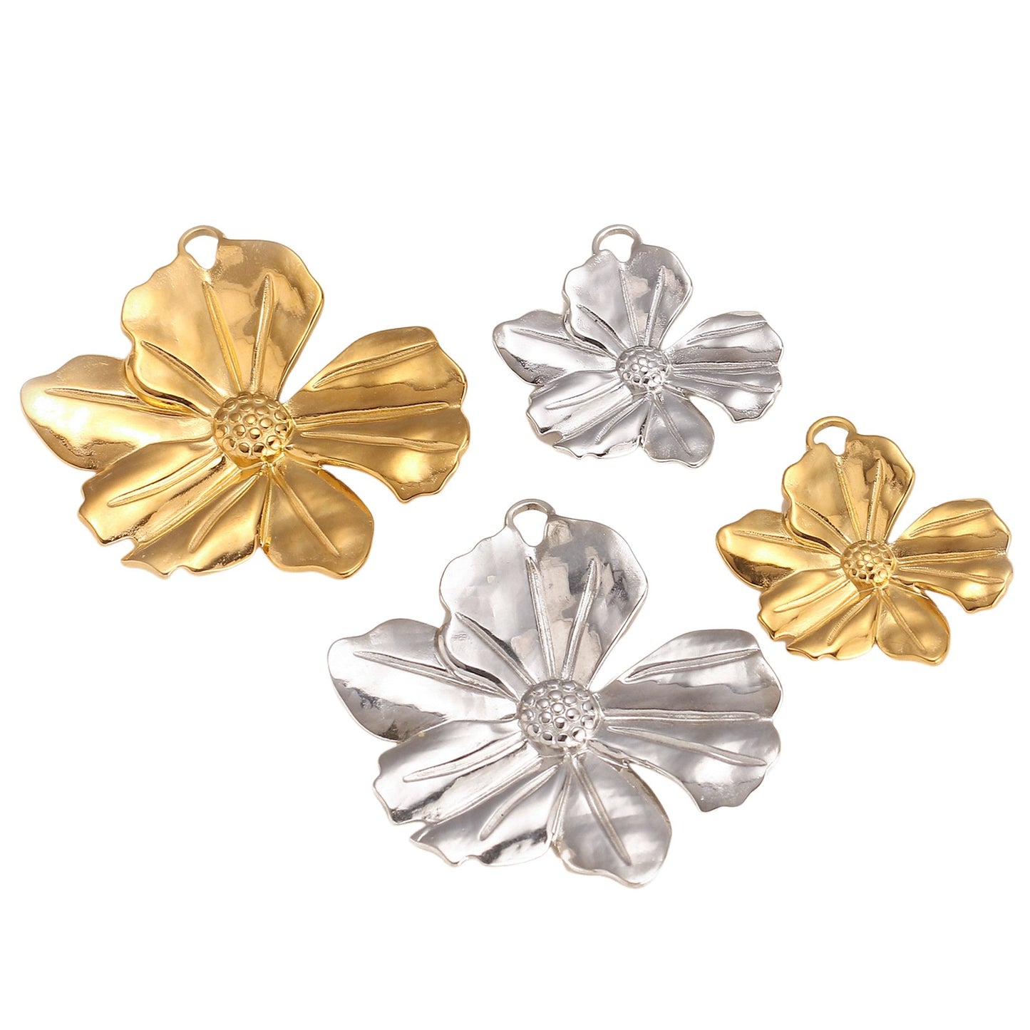 Pendentif en acier inoxydable à motif de fleur irrégulière