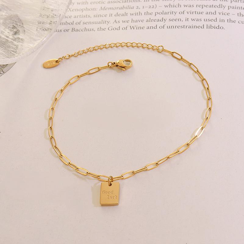 Letter Square Stainless Steel Anklet