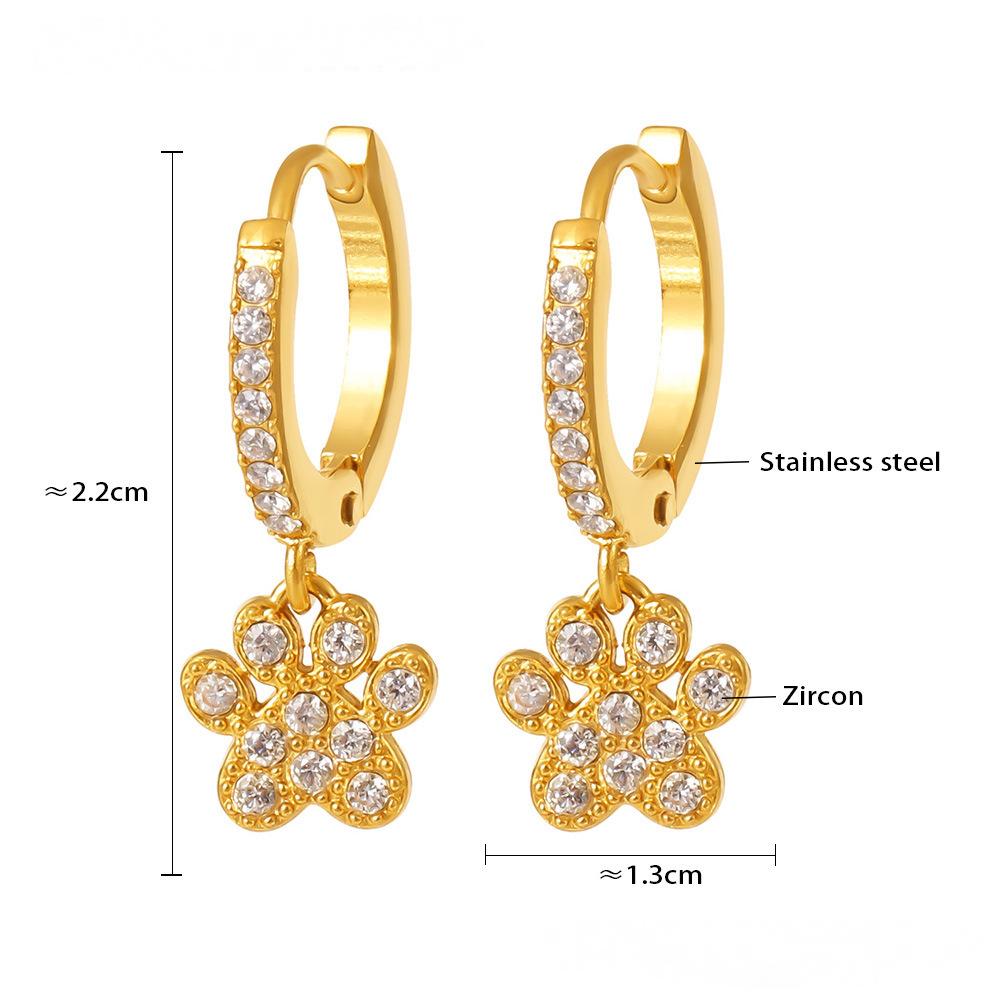 Stainless Steel Geometric Cubic Zirconia Drop Earrings