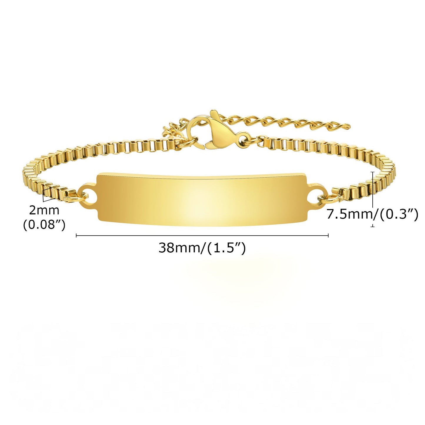 Women and Baby Curved Bar Box Chain Blank Bracelet for Gifts