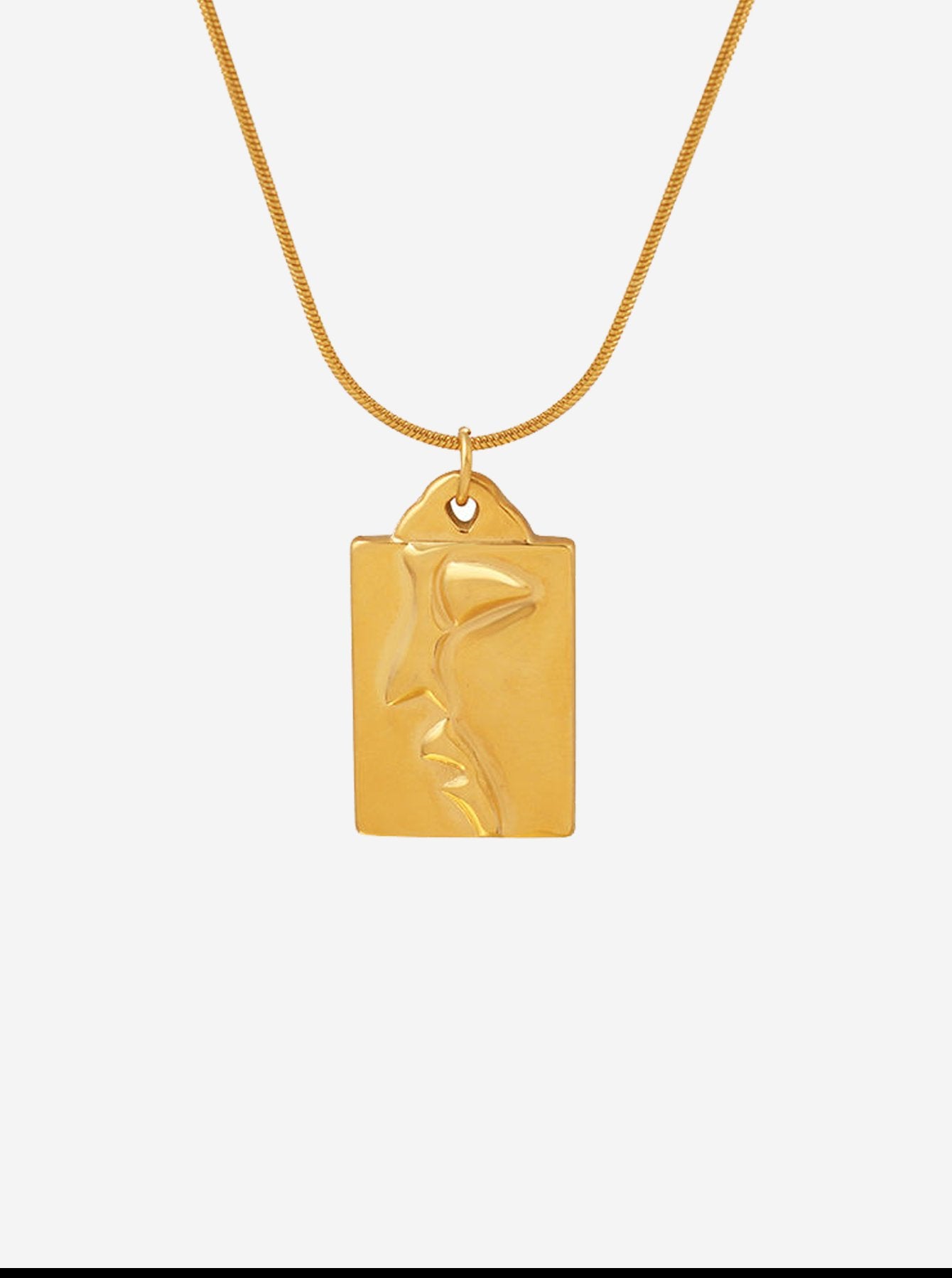 18K Gold PVD Half Face Pendant Snake Chain Necklace