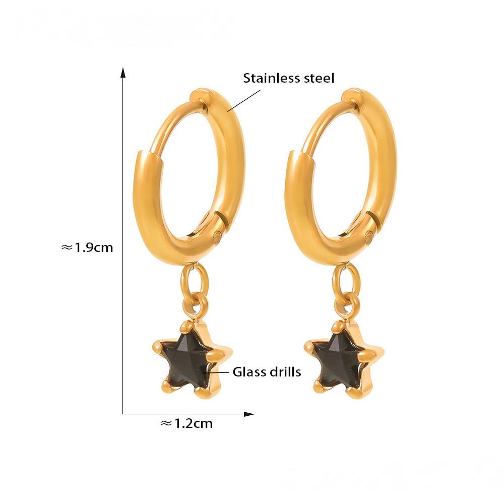 Boucles d'oreilles pendantes en acier inoxydable avec pendentif étoile et zircone cubique
