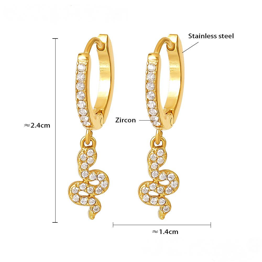 Boucles d'oreilles pendantes creuses en acier inoxydable avec zircone cubique
