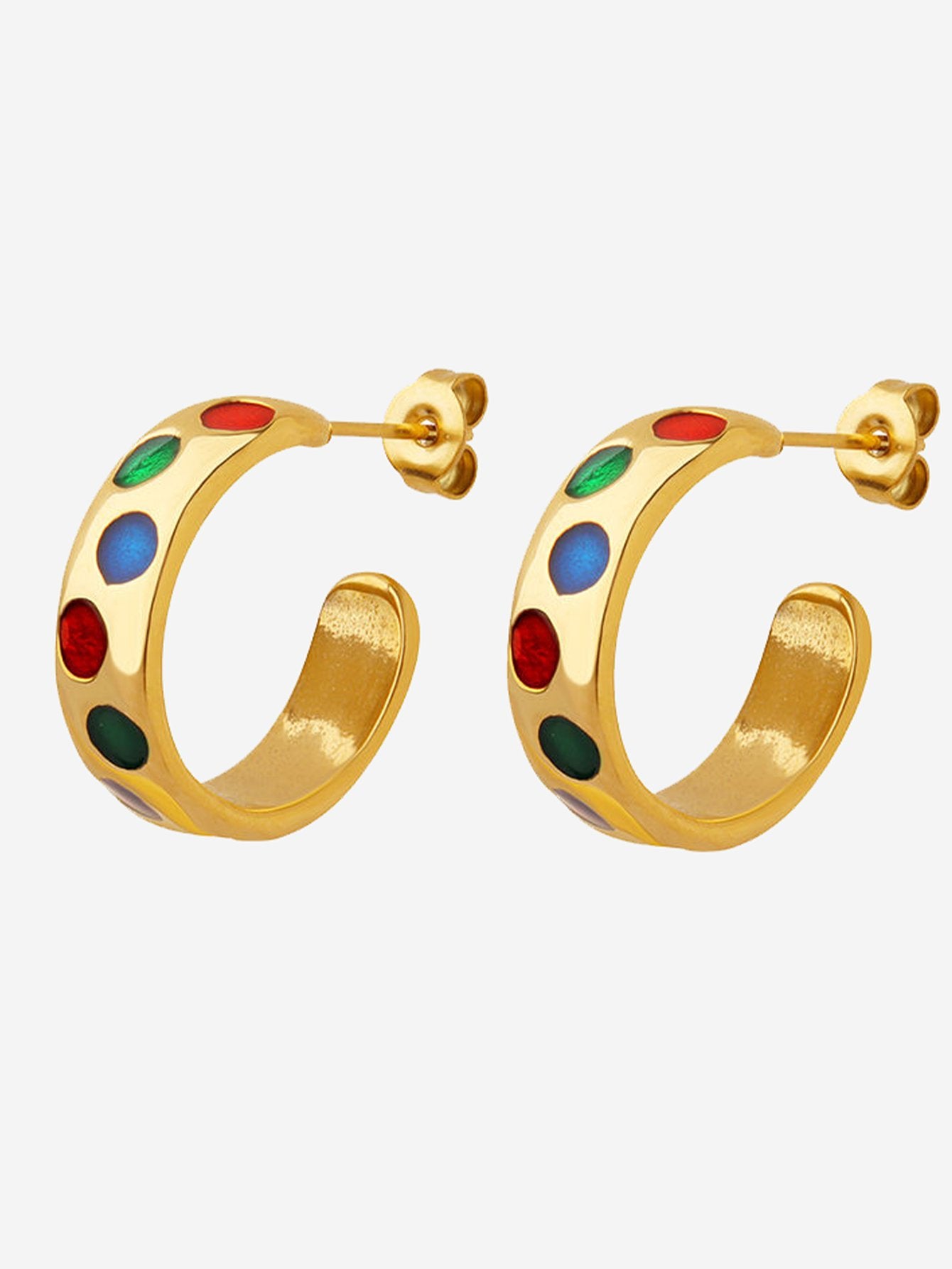 Boucles d'oreilles créoles colorées en forme de goutte d'huile