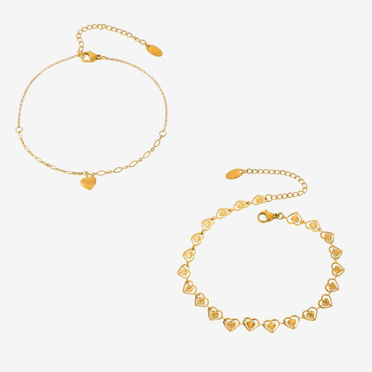 18K Gold PVD Heart-Shaped Stainless Steel Anklet
