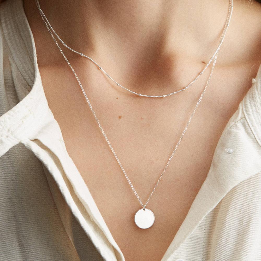 13mm Stainless Steel Double Layered Blank Necklace
