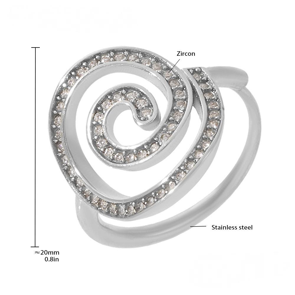 Bague manchette spirale en acier inoxydable et oxyde de zirconium