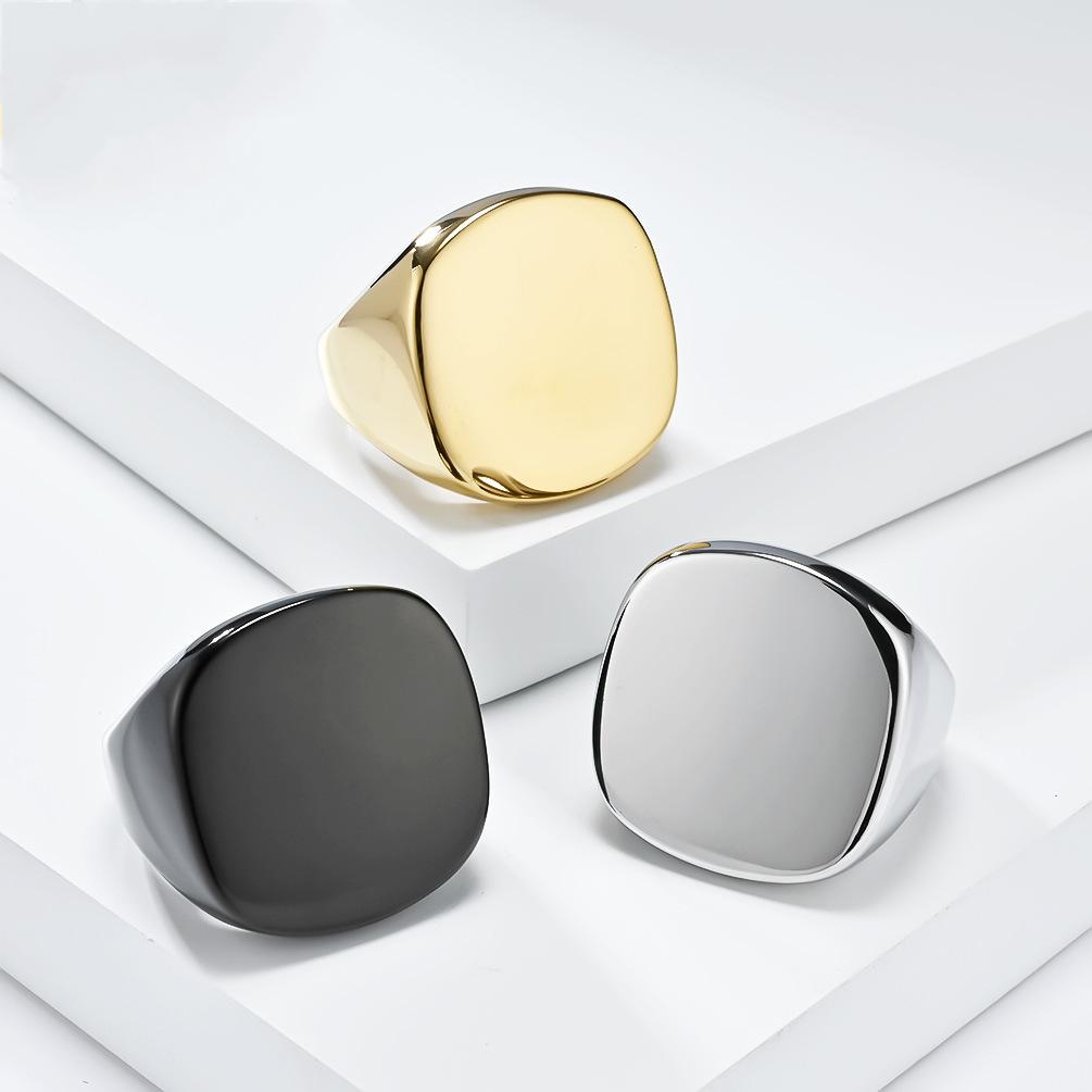 Polished Chunky Stainless Steel Signet Ring