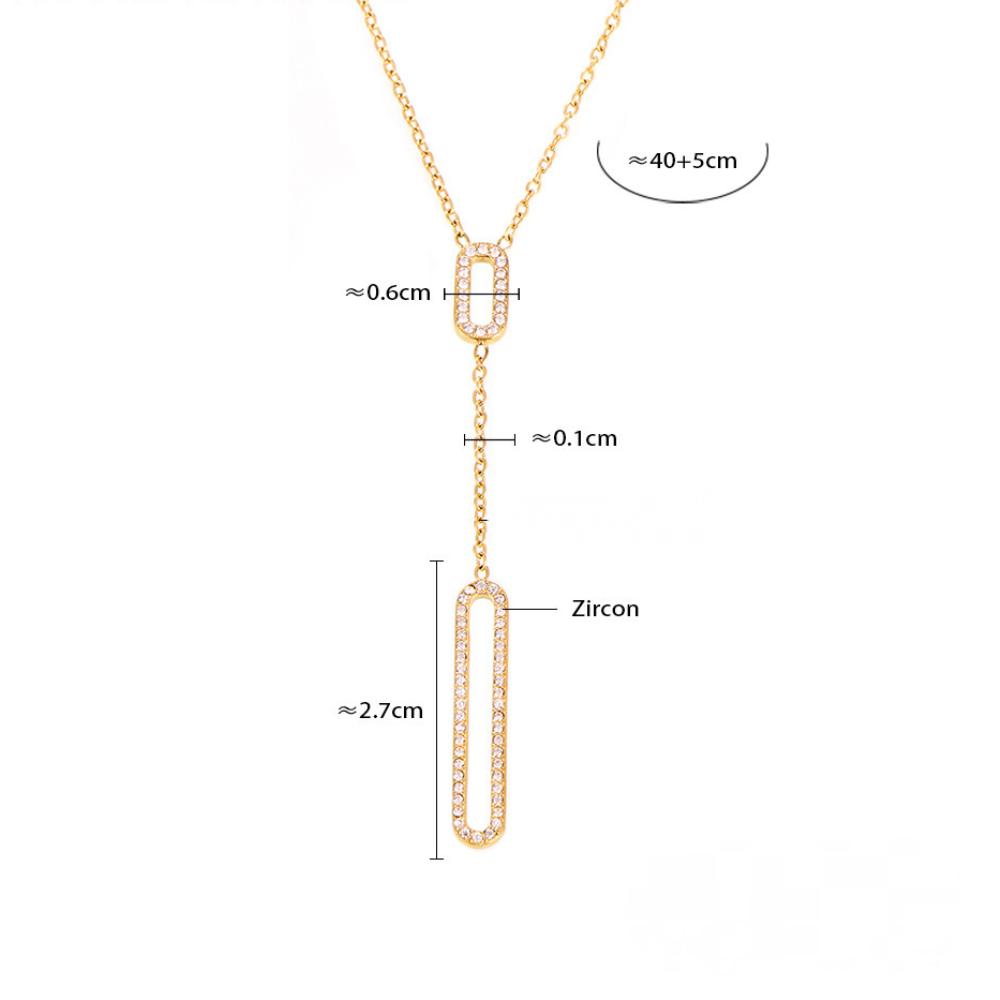 Hollow Rectangular Cubic Zirconia Layered Necklace