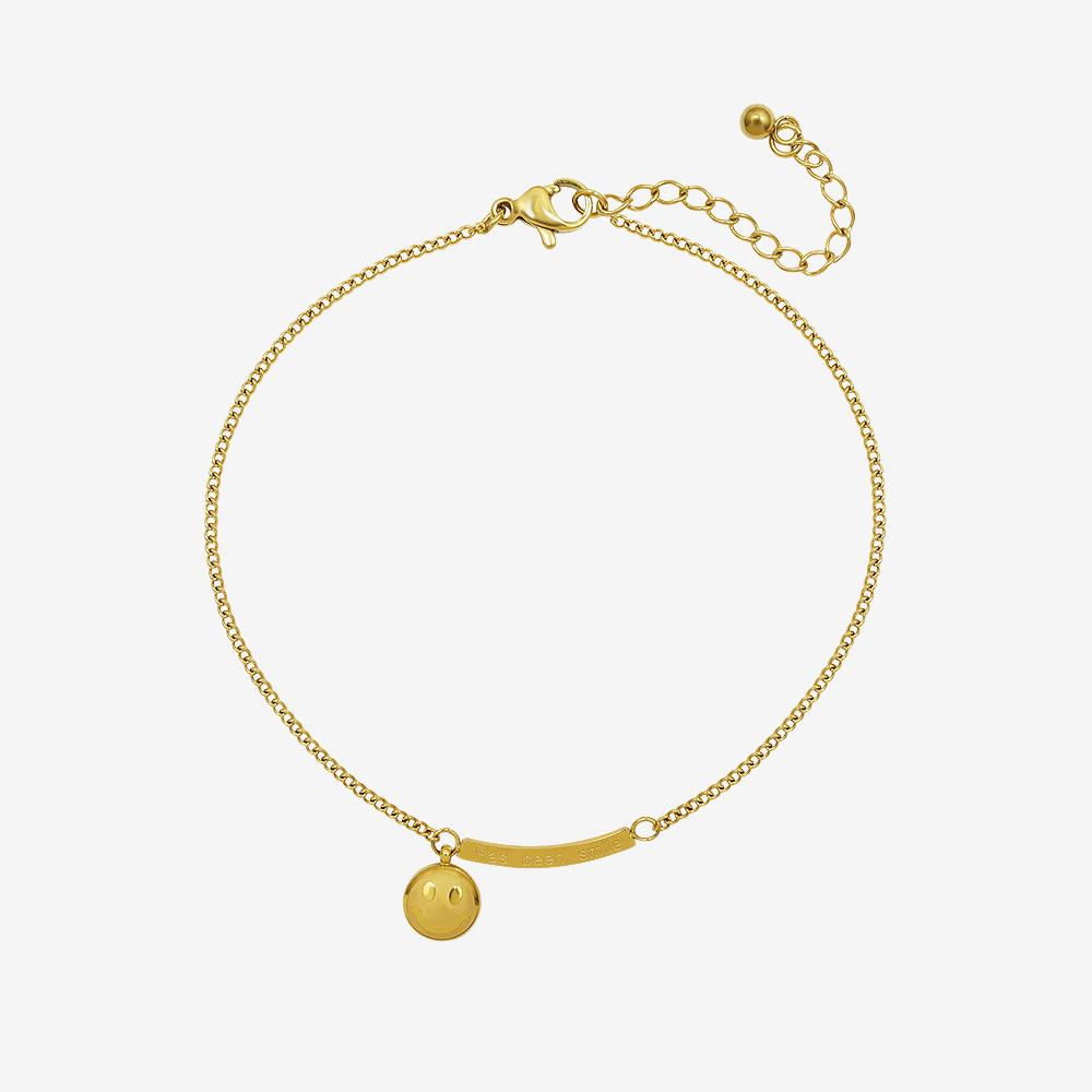 18K Gold PVD Smiley Face Chain Stainless Steel Anklet