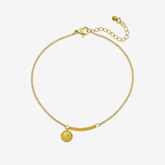 18K Gold PVD Smiley Face Chain Stainless Steel Anklet