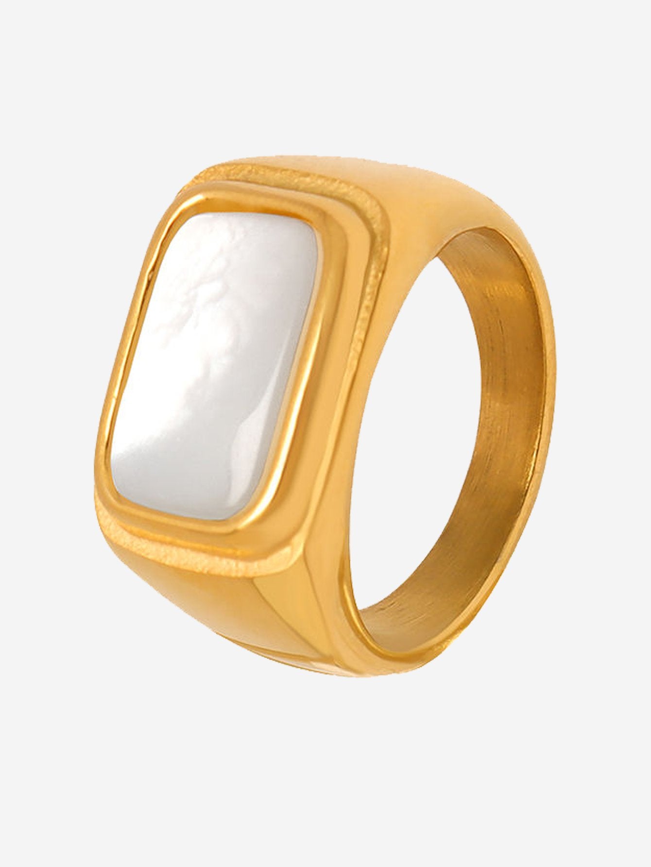 18K Gold PVD Square Mother Pearl Ring