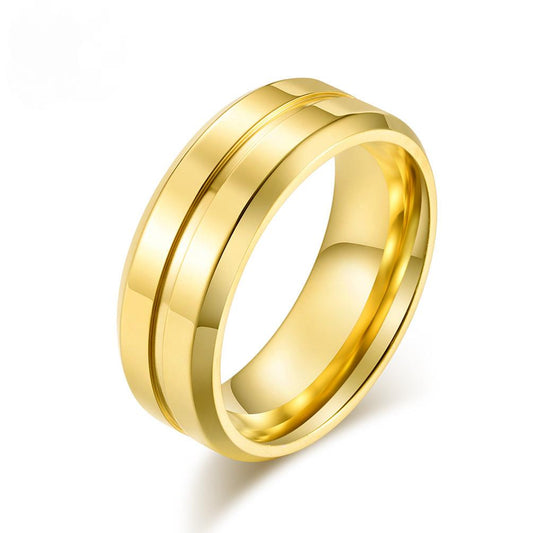 8mm Width Bevel Edge Stainless Steel Ring