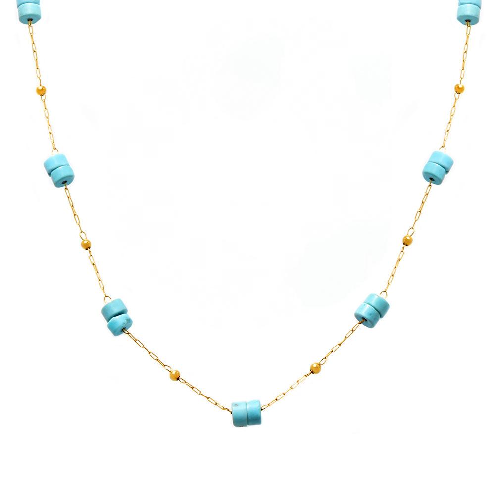 Stainless Steel Turquoise Beaded Necklace