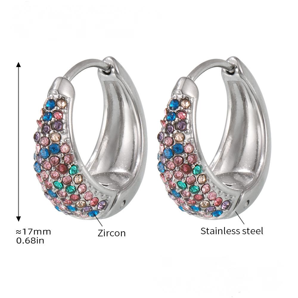 Blue Turquoise Rainbow Cubic Zirconia Huggie Earrings