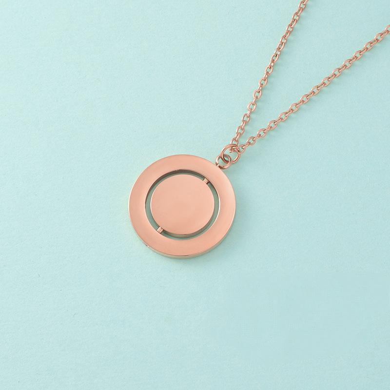 Rotatable Round Pendant Blank Necklace