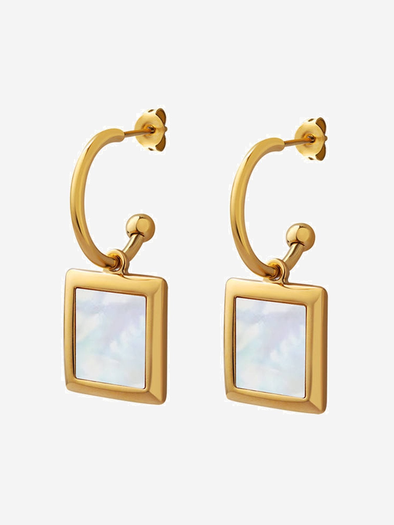Square Mother of Pearl Drop Earrings
