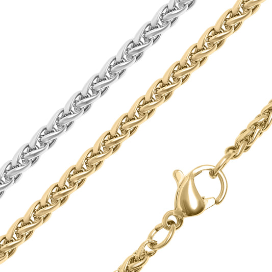 3mm Stainless Steel Wheat Chain Necklace