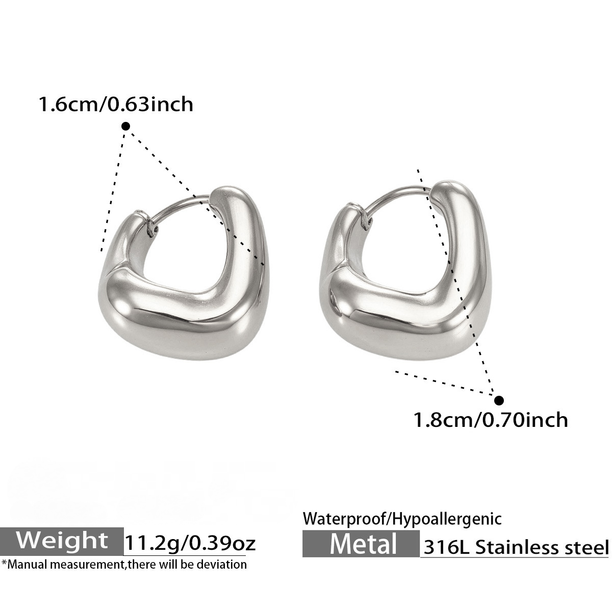 Stainless Steel 18K Gold PVD Oval Hoop Earrings