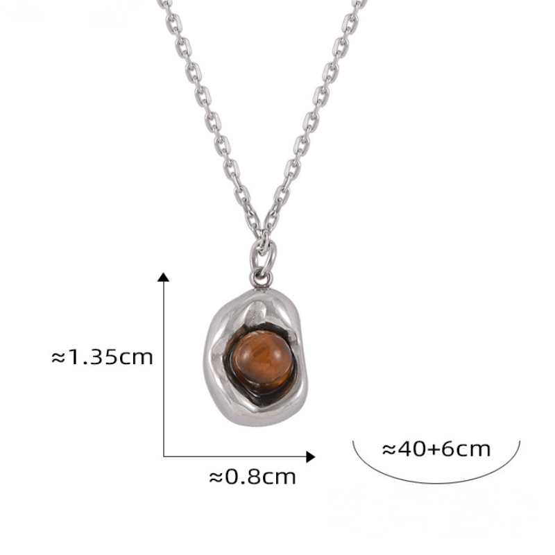 Depressed Oval Tiger Eye Necklace Earrings Jewelry Suit