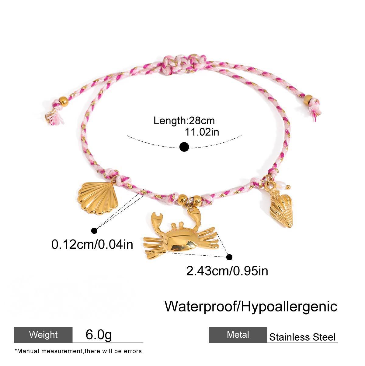 Stainless Steel Ocean Pendant Woven Bracelet With Hand Rope