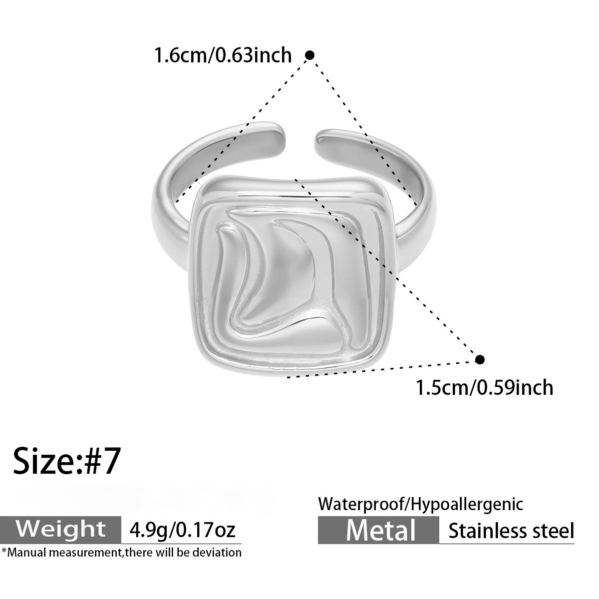 Stainless Steel Geometric Shaped Open Ring Set