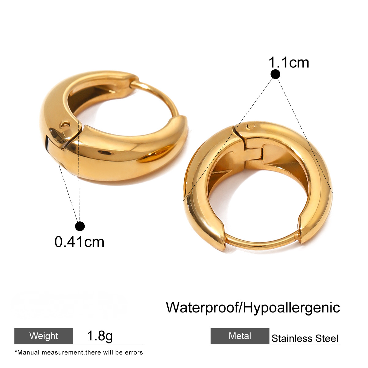 Stainless Steel U-shaped Hoop Earrings