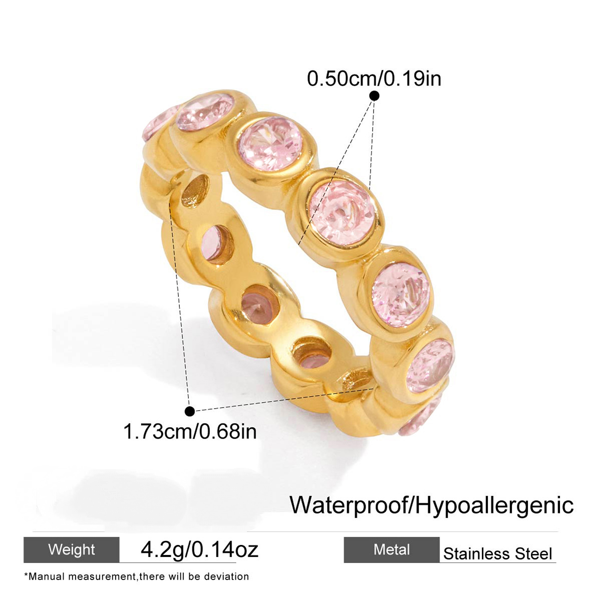 Stainless Steel 18K Gold PVD Cubic Zirconia Ring Collection