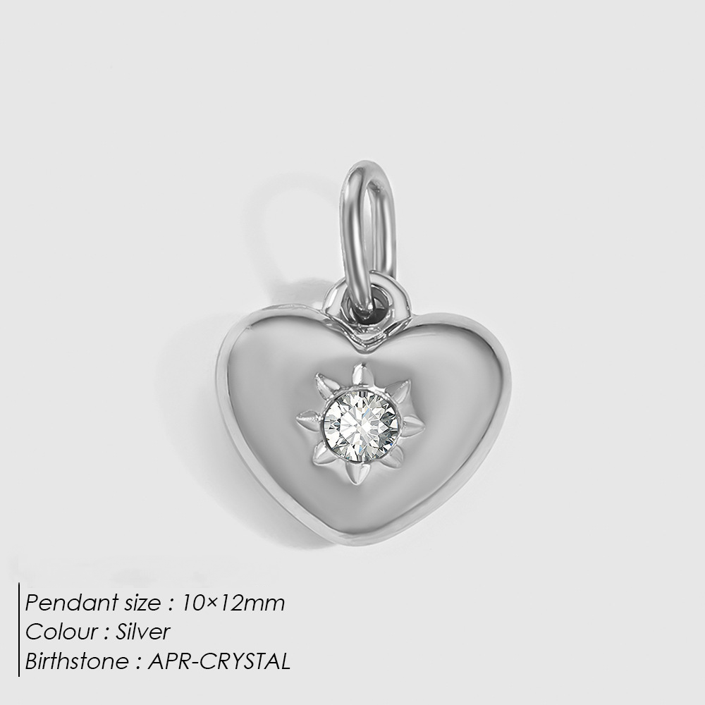 Stainless Steel Rhinestone Heart Pendant