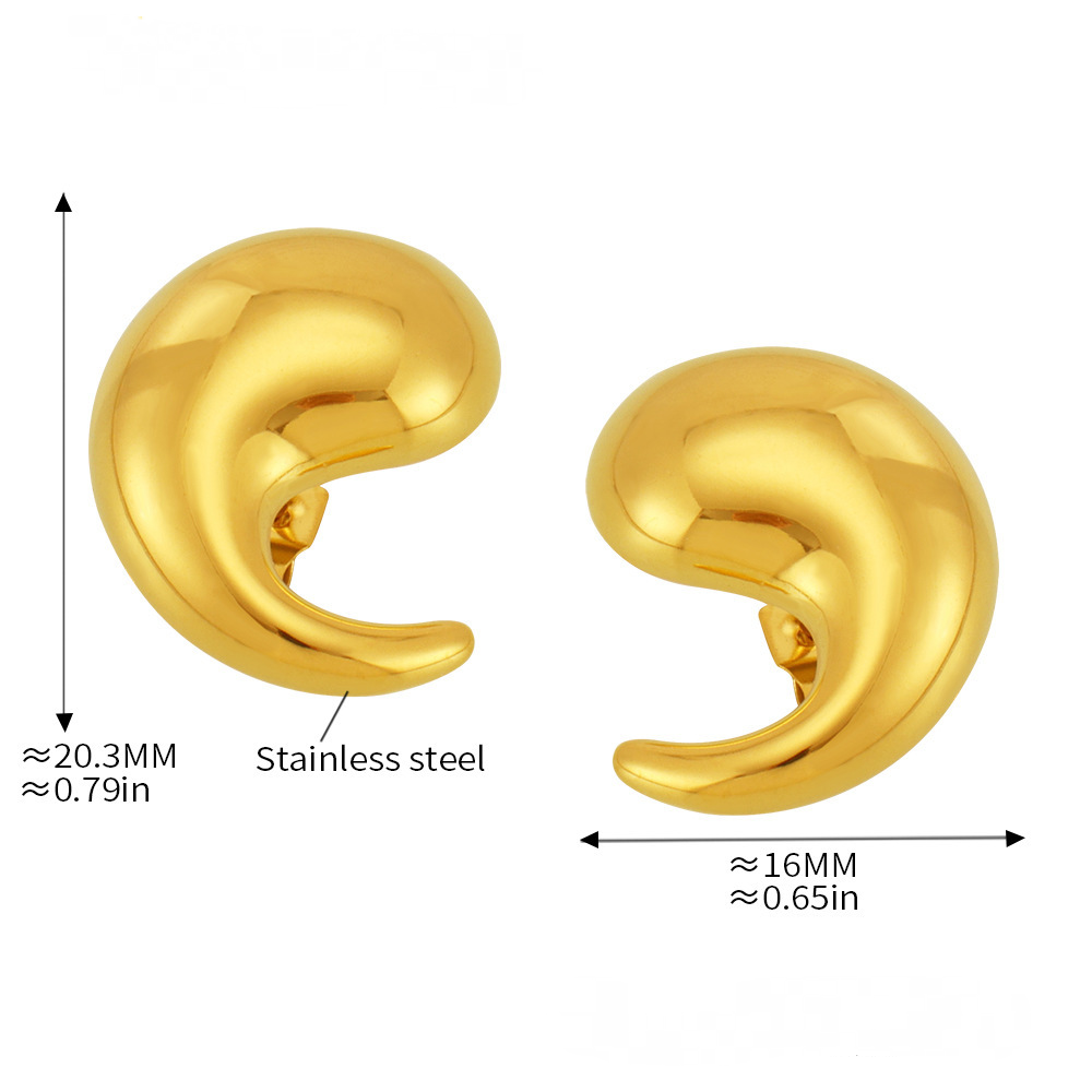 Stainless Steel Simple Curved Water Drop Earrings