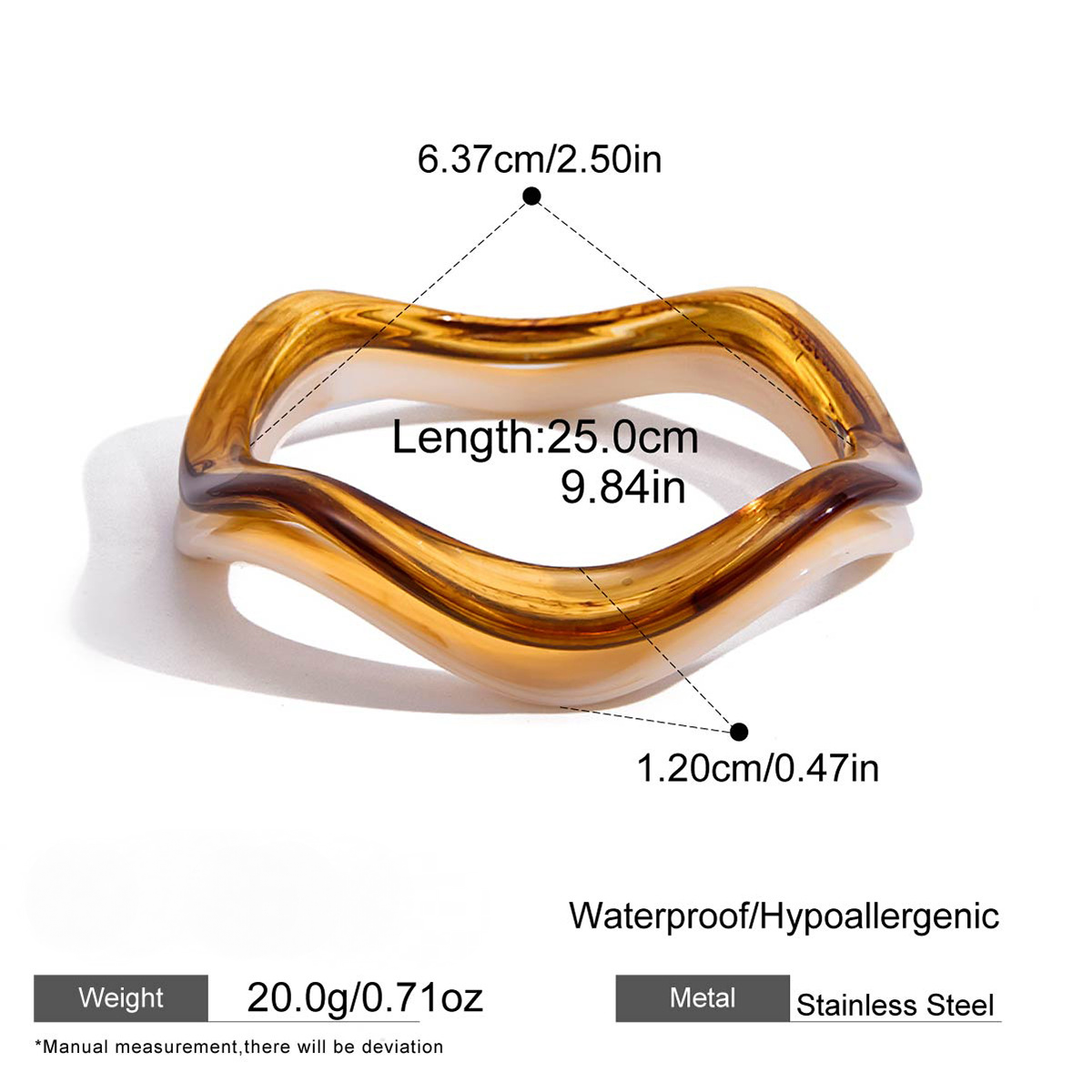Stainless Steel Acrylic Resin Wave Bangle