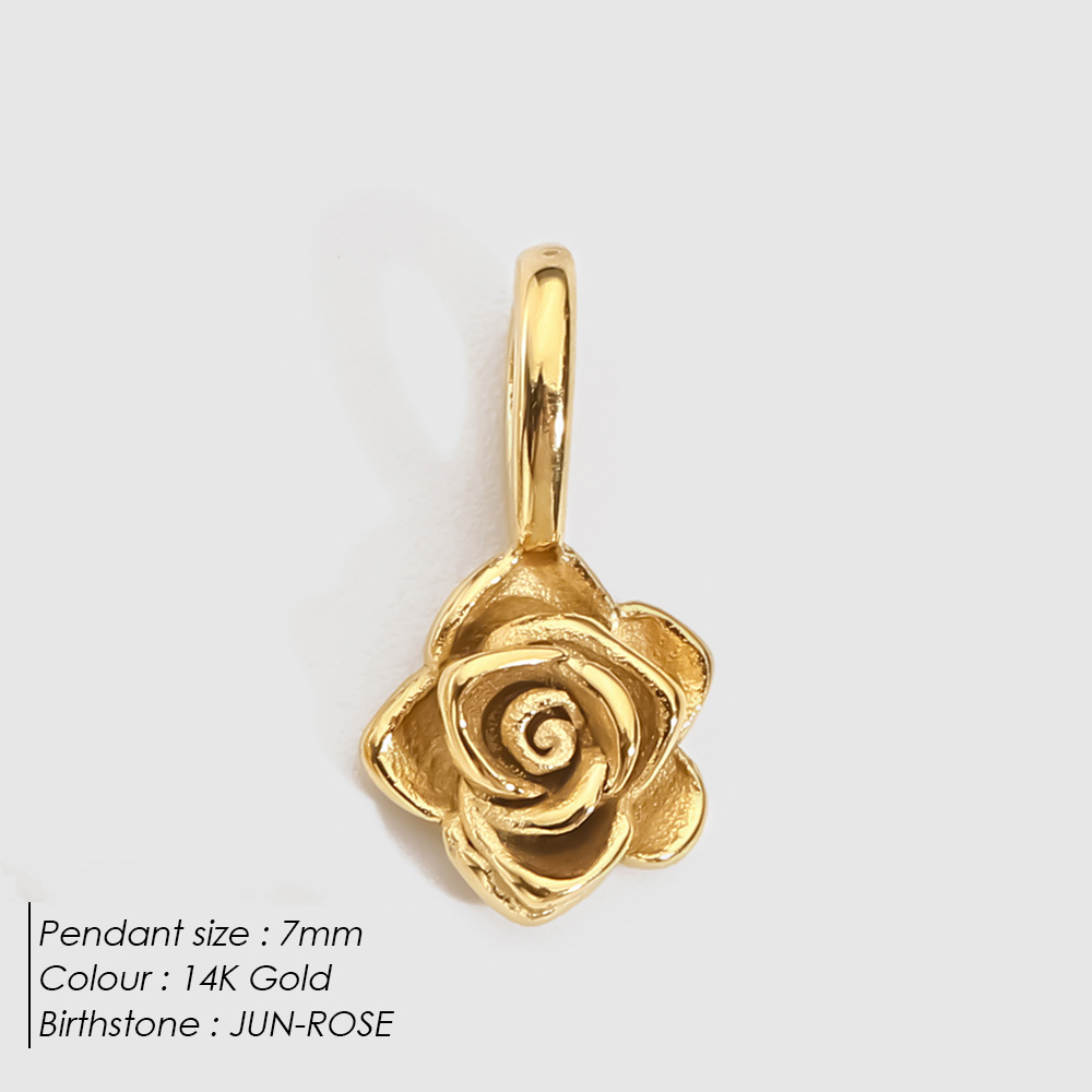 Stainless Steel Birthday Three-dimensional Flower Pendant