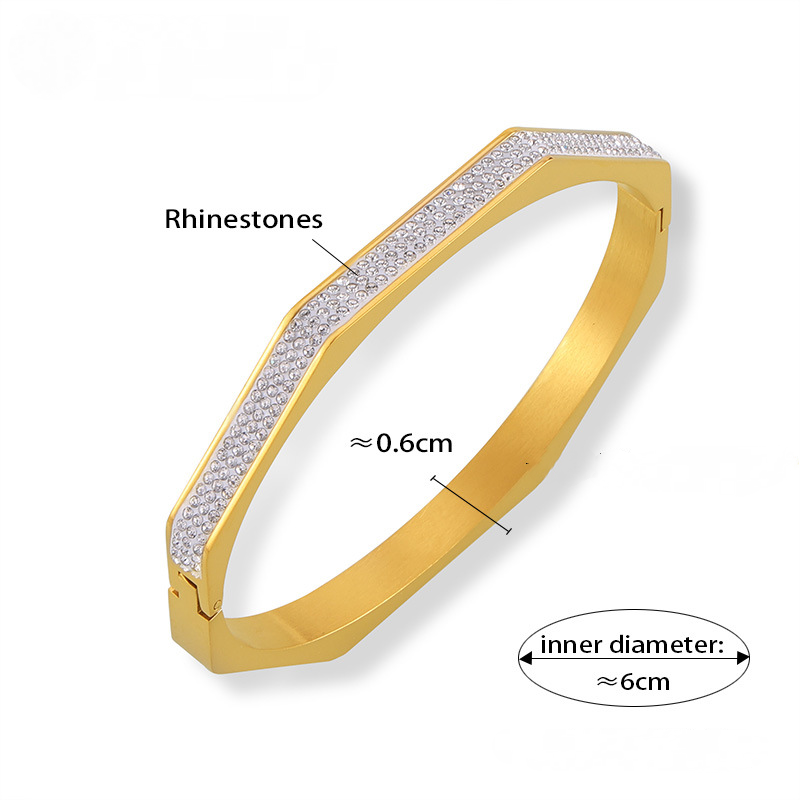 Stainless Steel Rhinestone Octagon Bracelet