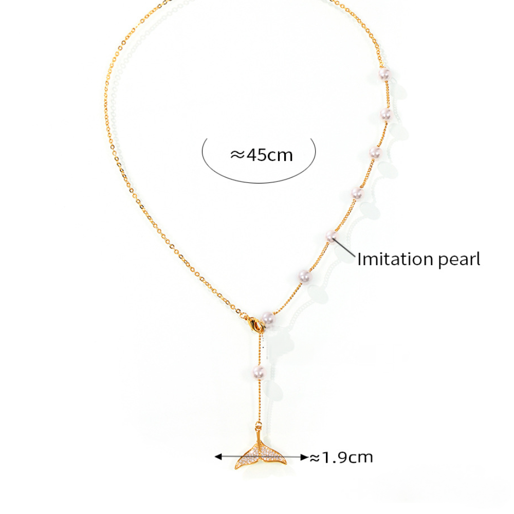 Fishtail Pendant Tassel Imitation Pearl Necklace