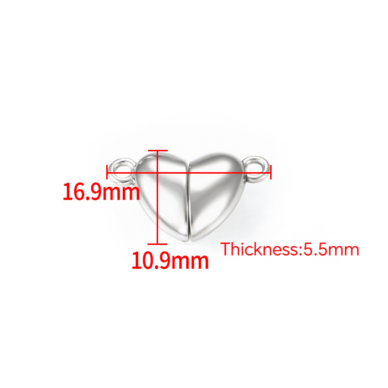 Stainless Steel Heart-shaped Round Magnetic Clasp