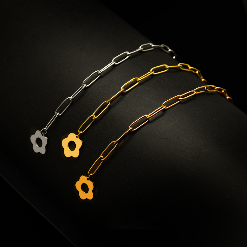 Daisy Paper Clip Chain Stainless Steel Bracelet