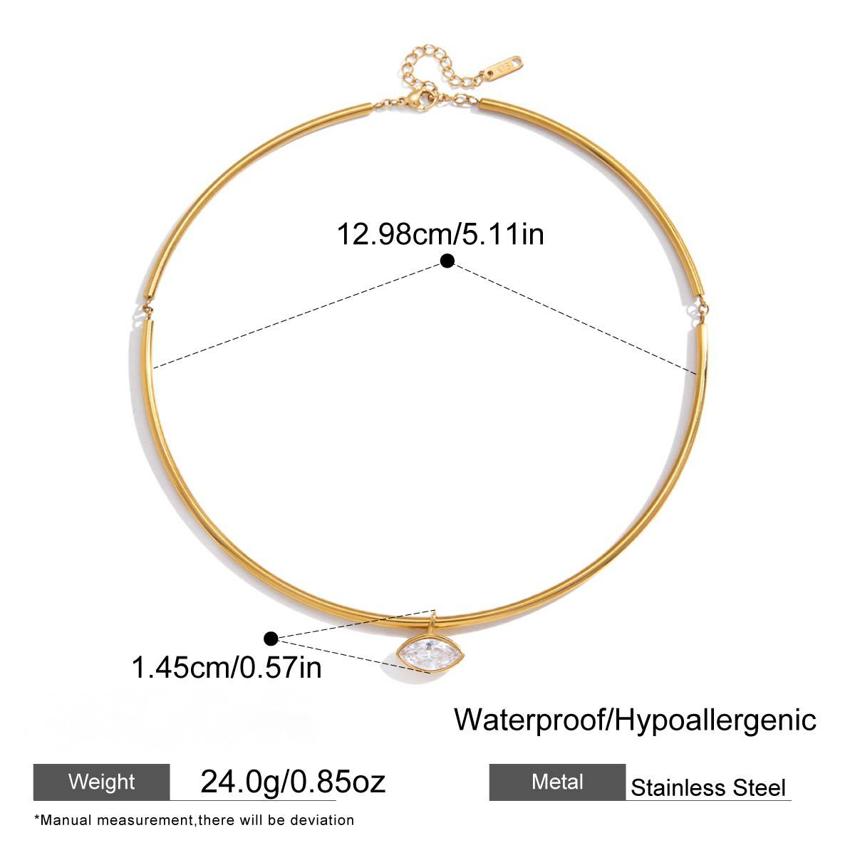 Stainless Steel White Cubic Zirconia Pendant Necklace
