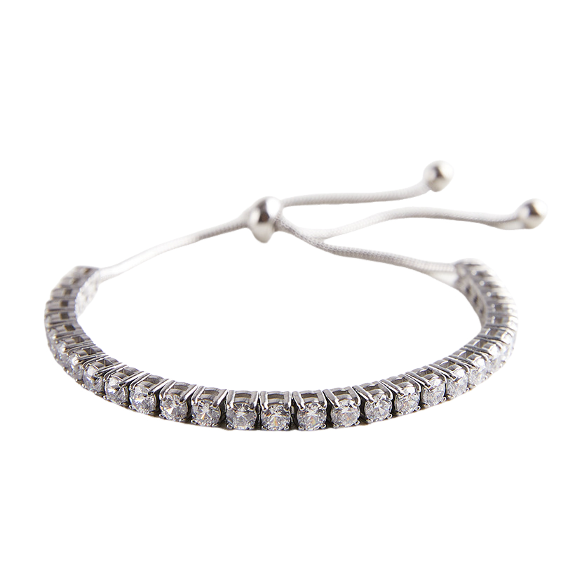 Stainless Steel 3MM Round Zircon Adjustable Tennis Bracelet