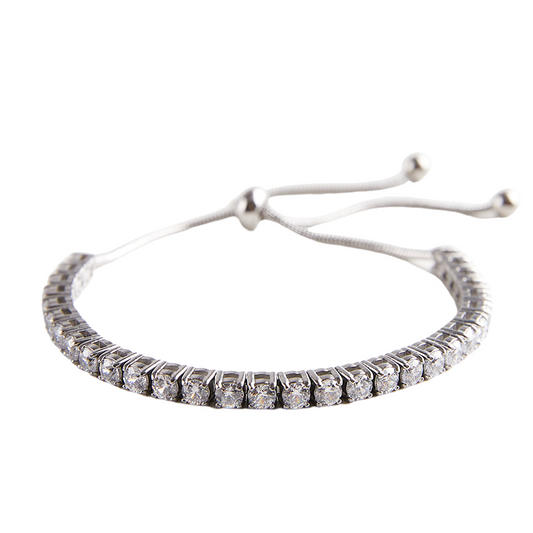 Stainless Steel 3MM Round Zircon Adjustable Tennis Bracelet