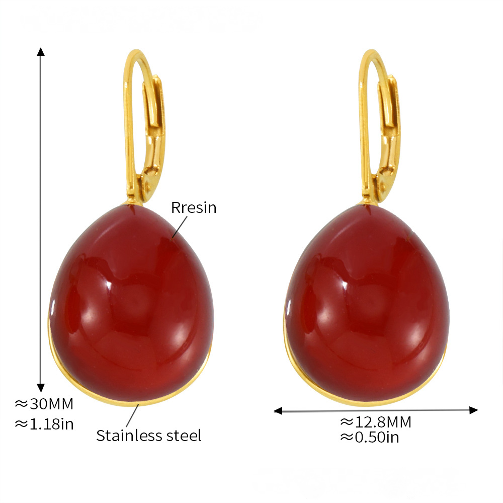 Stainless Steel Resin Drop Shape Multicolor Earrings
