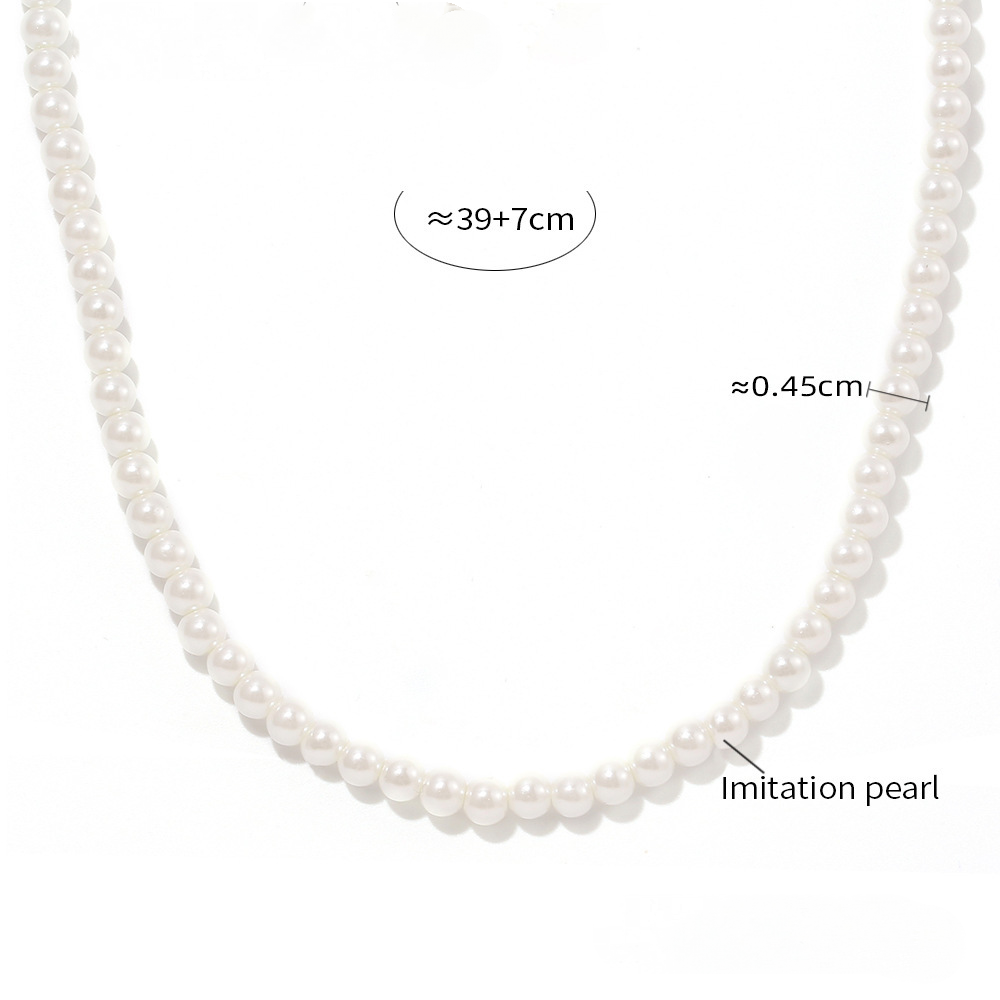 Bow Stackable Imitation Pearl Necklace Earrings Jewelry Suit