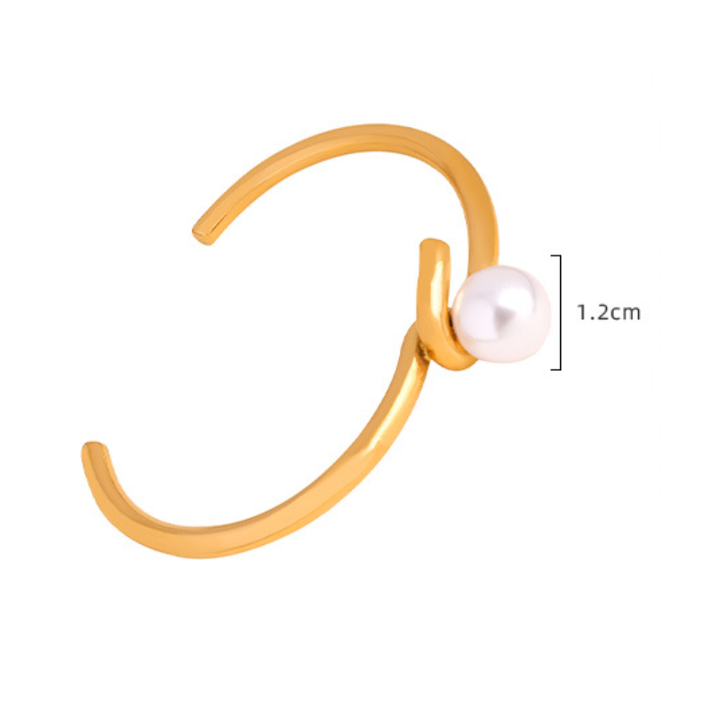Imitation Pearl Simple Stainless Steel Cuff Bracelet