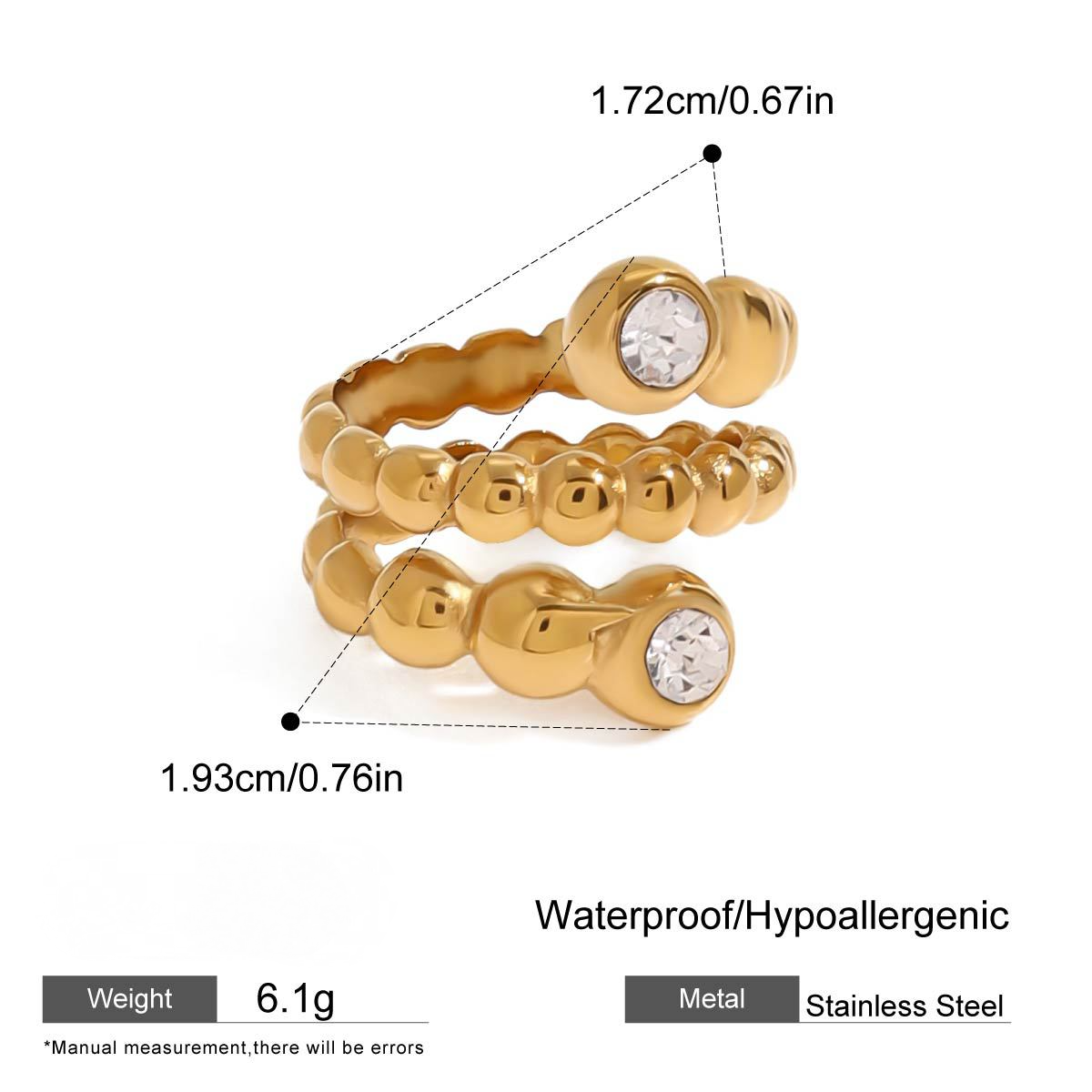 Stainless Steel Cubic Zirconia Threaded Ring