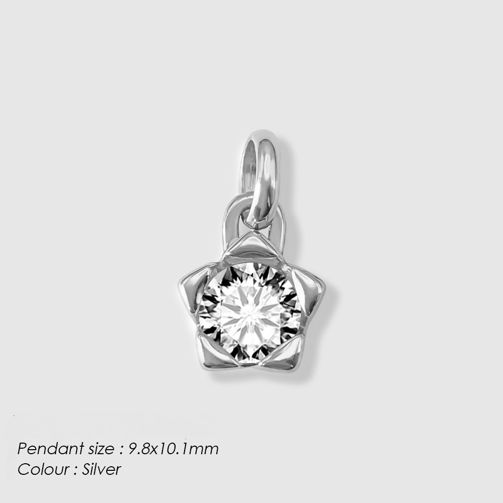 Stainless Steel Moon Star Cubic Zirconia Pendant