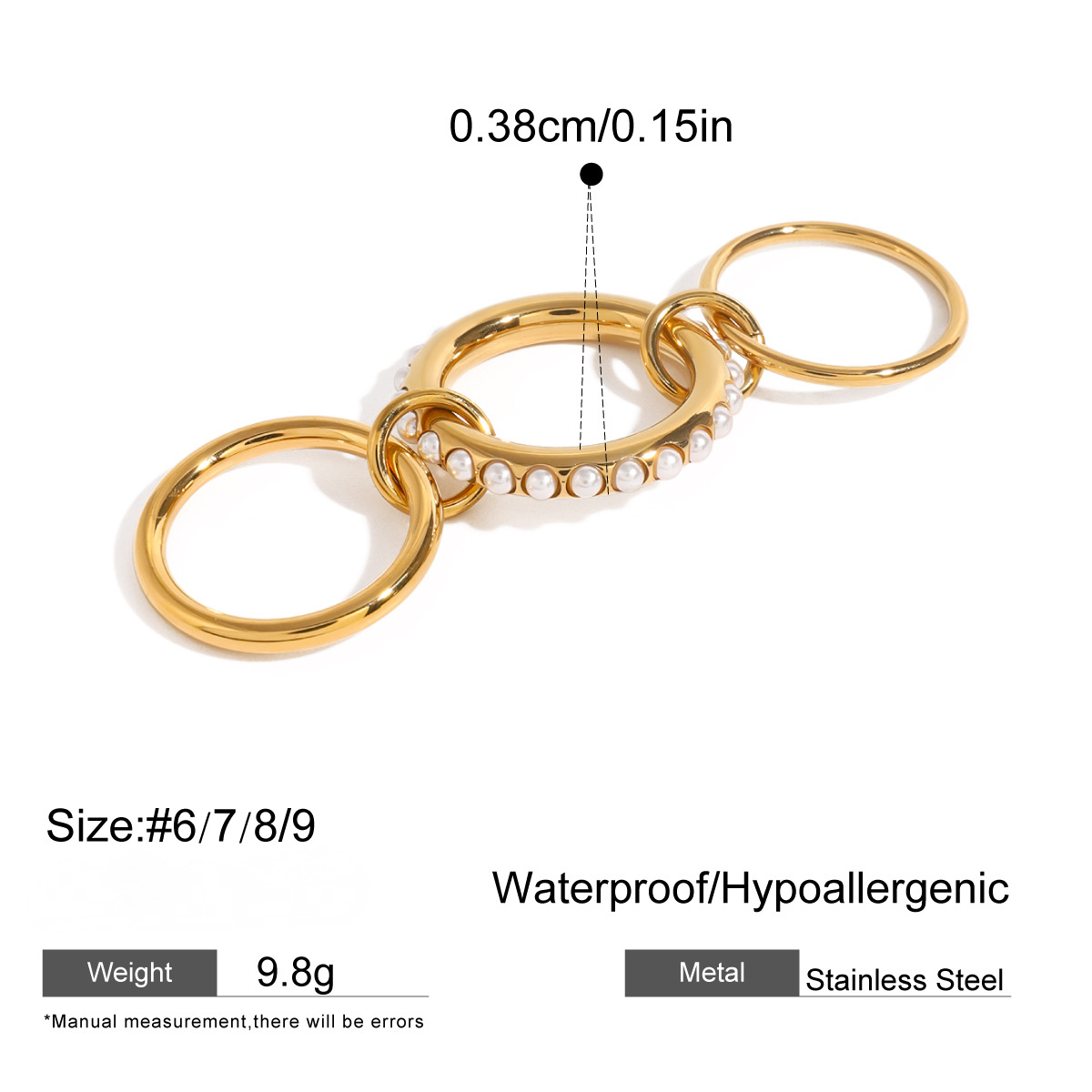 Stainless Steel Stacking Pearl Rings