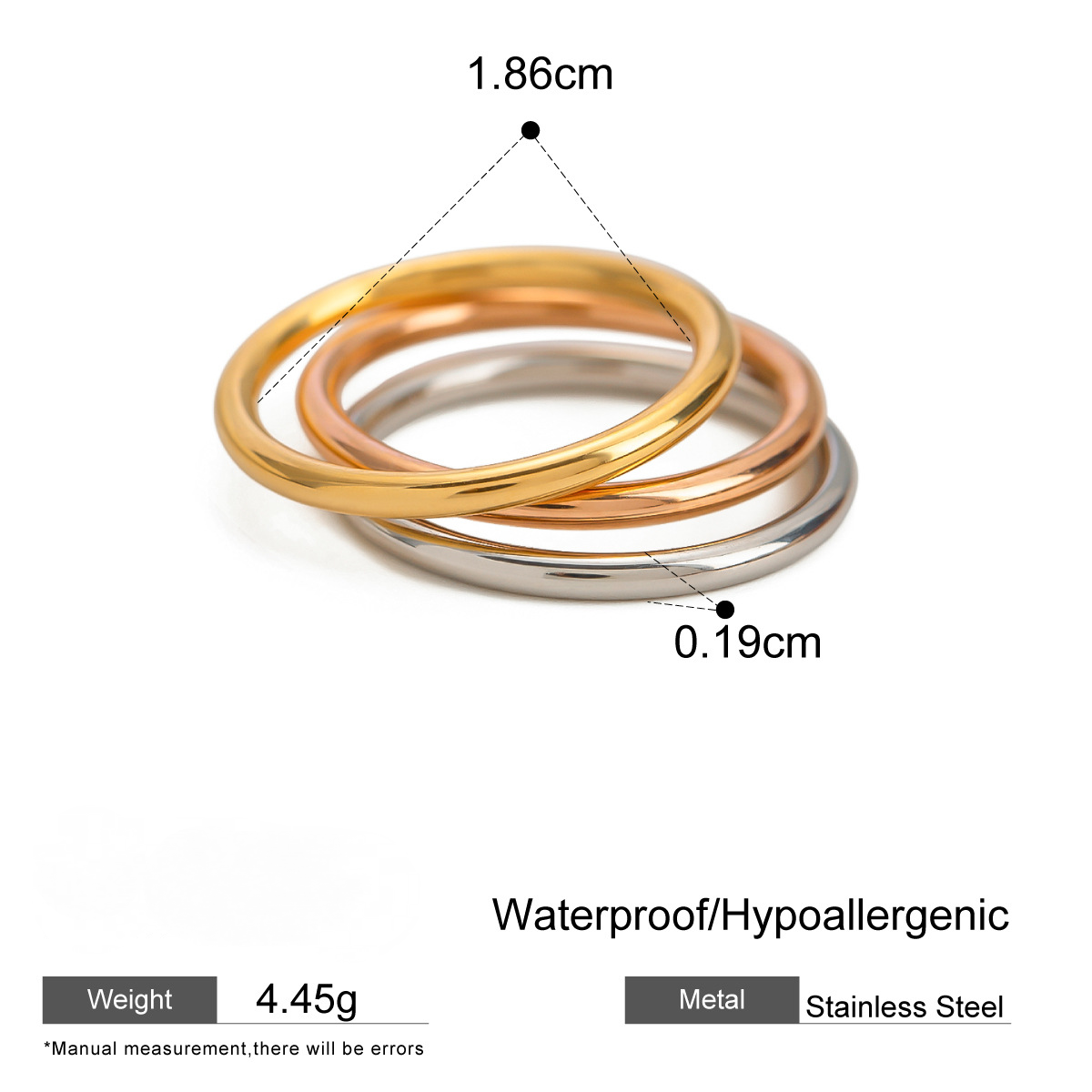 Stainless Steel Two-Tone Gold and Steel Ring