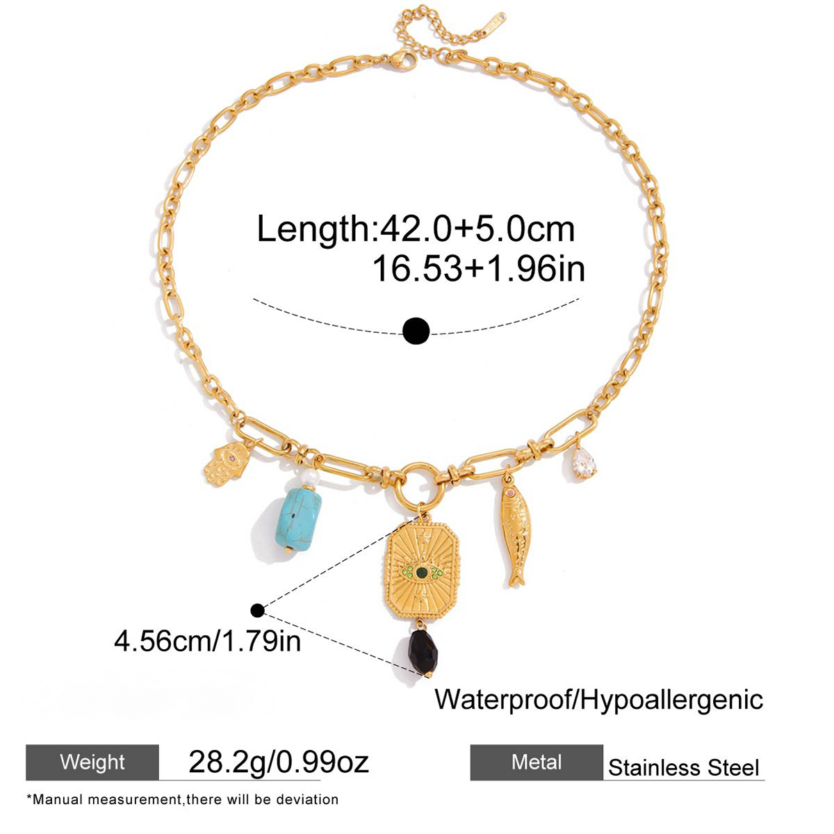 Stainless Steel Devil's Eye Charm Necklace