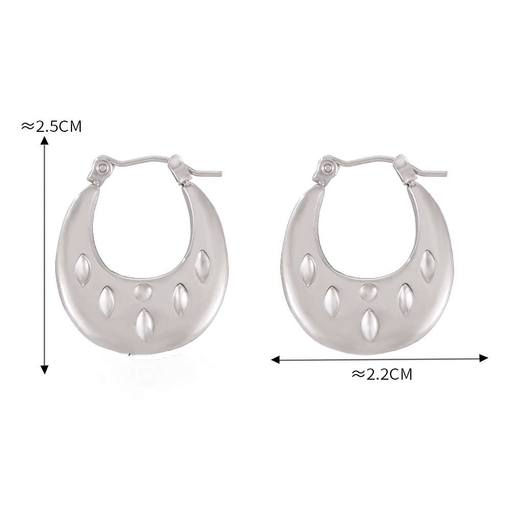 Stainless Steel Vintage Textured Hoop Earrings